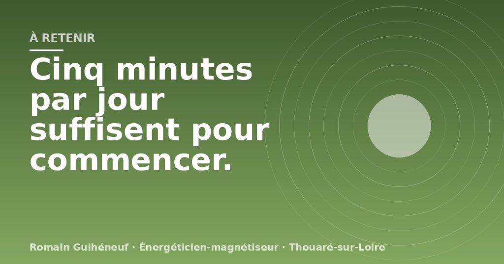 Illustration de soleil avec le conseil de commencer par cinq minutes par jour